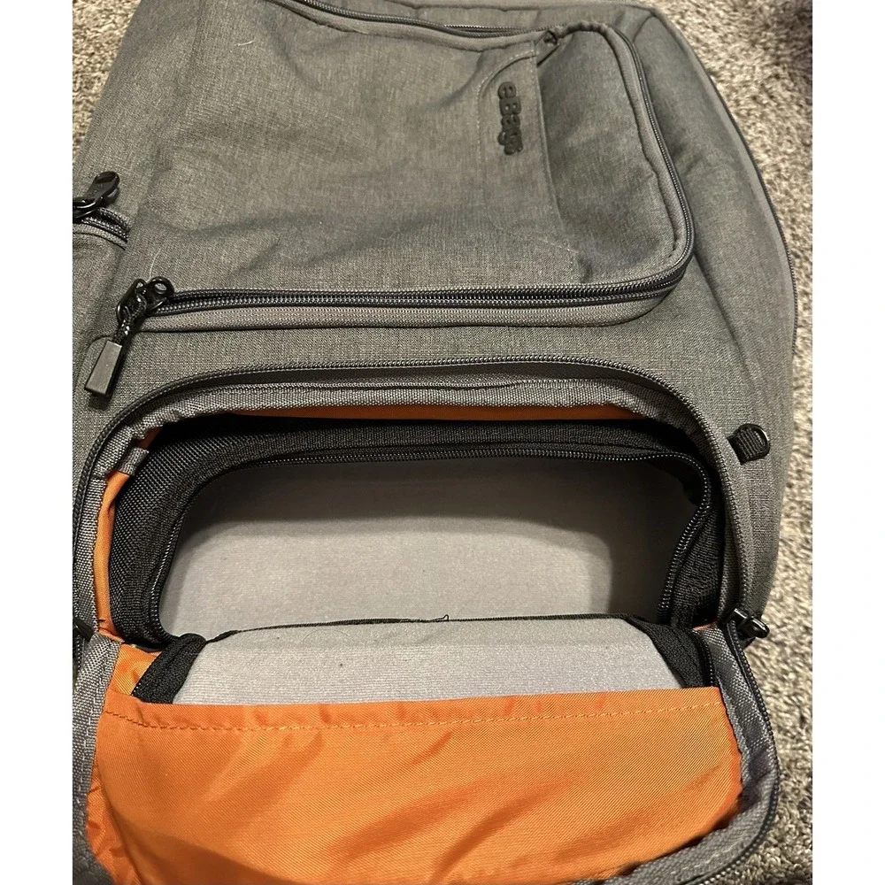 EBags Gray Laptop Backpack Soft Case Travel Business Bag Orange Lining